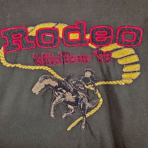 Johnny WAS Y2K Rodeo Embroidered Bell Sleeve Top Brown Womens Size Small Western - Picture 2 of 9